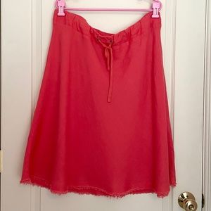 Coral Pink Knee Length Linen Skirt from Goldwater Creek XL/16